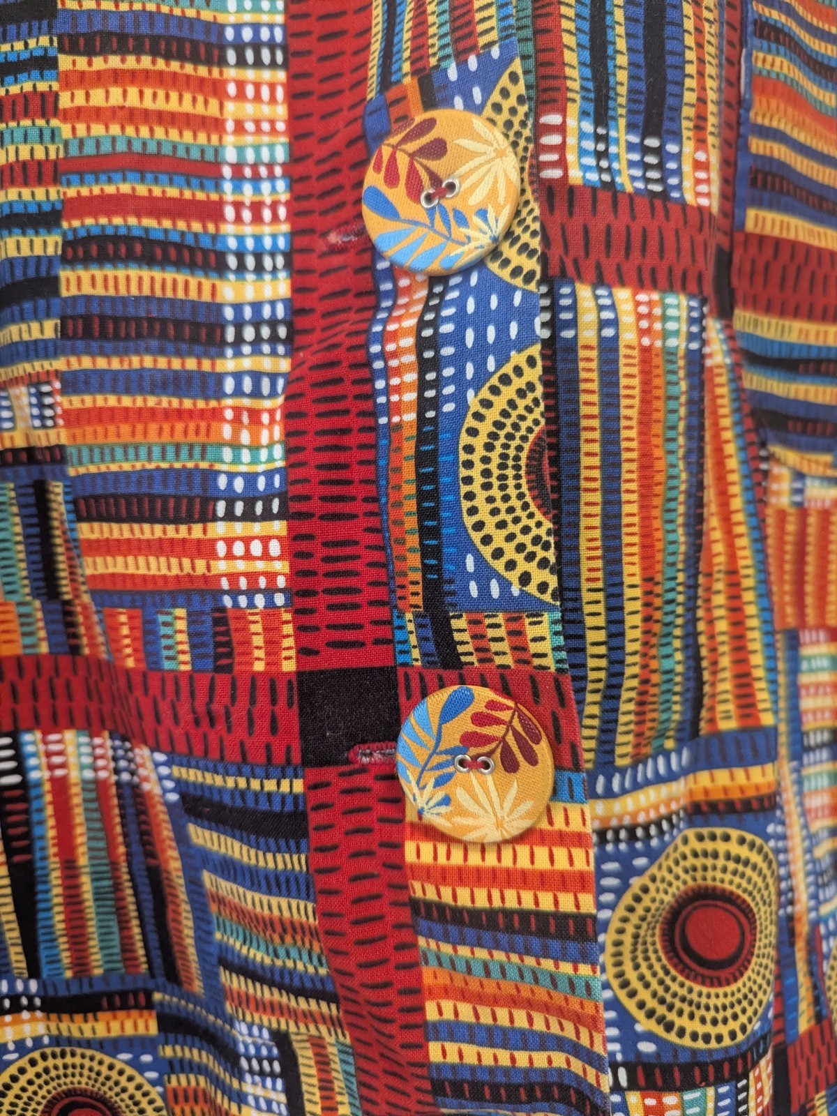 Handmade African Print Patchwork Button Up Shirt … - image 2