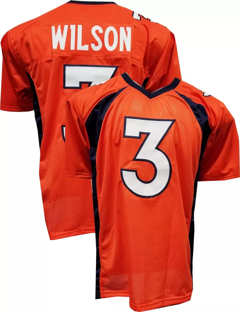 Russell Wilson Orange Custom Stitched Football UNSIGNED Jersey Men's