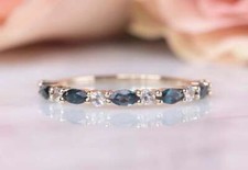 Lab Created Blue Topaz Full Eternity Stacking Ring For Wedding Anniversary Wear