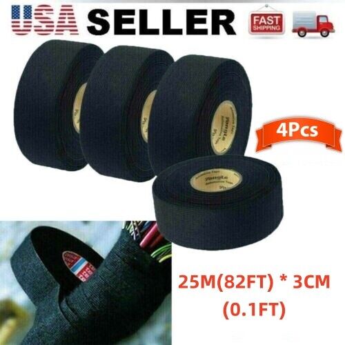 4PCS 25M Car Adhesive Fabric Electrical Wiring Harness Loom Insulation Tape USA - Bild 1 von 7