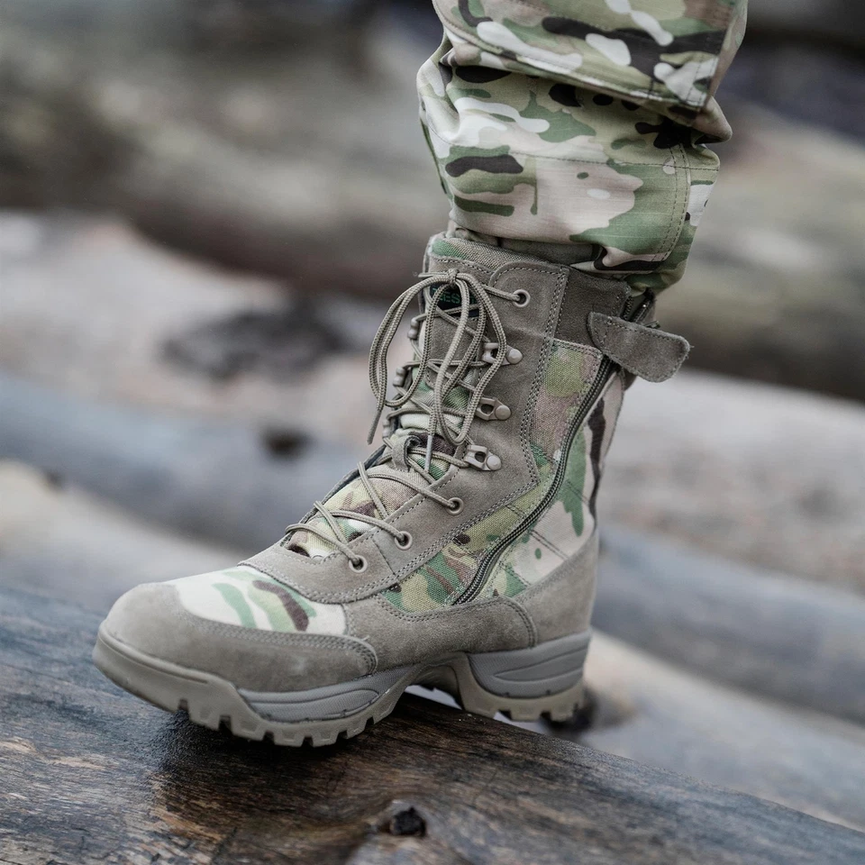 Teesar TACTICAL MULTICAM boots side zip hunting hiking trekking duty footwear - Image 2 of 4
