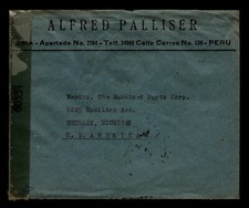 Peru 194x Censor Cover to USA / No Cancel - L5807
