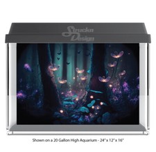 Fantasy Trees Mushrooms Polyester Fish Tank Glass Backdrop Aquarium Background