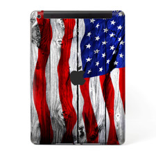 Skins Decal Wrap for Apple iPad 9.7 2017 American Flag on Wood