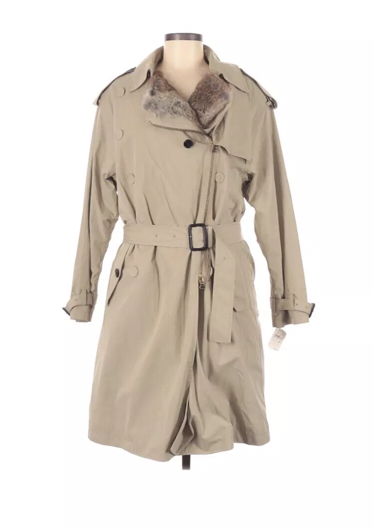 NWT 995 3.1 Phillip Lim Rabbit Fur Lined Trench Coat Sz 8
