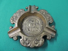 Vintage Cupid Angel and Butterfly Lady Embrace Metal Brass Dish Tray Ashtray