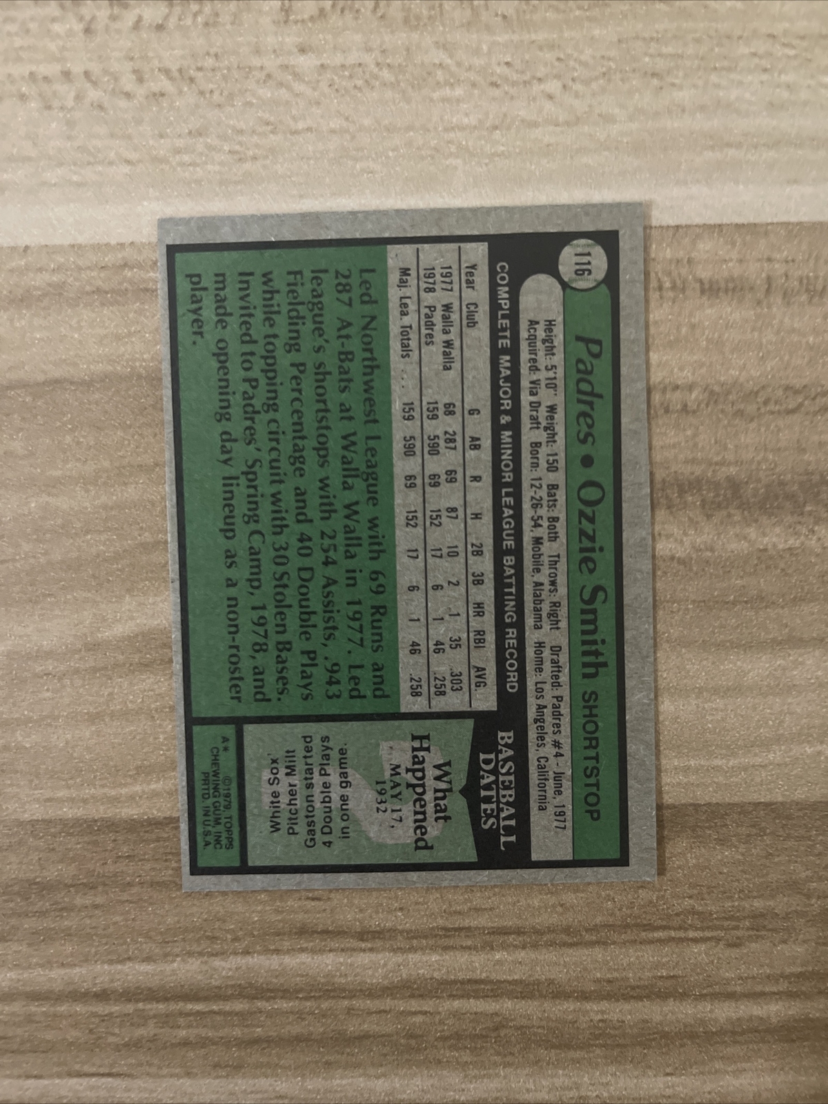 OZZIE SMITH 1979 Topps 116 — PSA “MISCUT” *read description* eBay