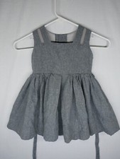Vintage Countess E Nemes Gray Girls Dress 3-4 Tie Waist Sleeveless Button