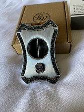 Rocky Patel Viper V-cut Cigar Cutter - Silver And Green Carbon Fiber - New