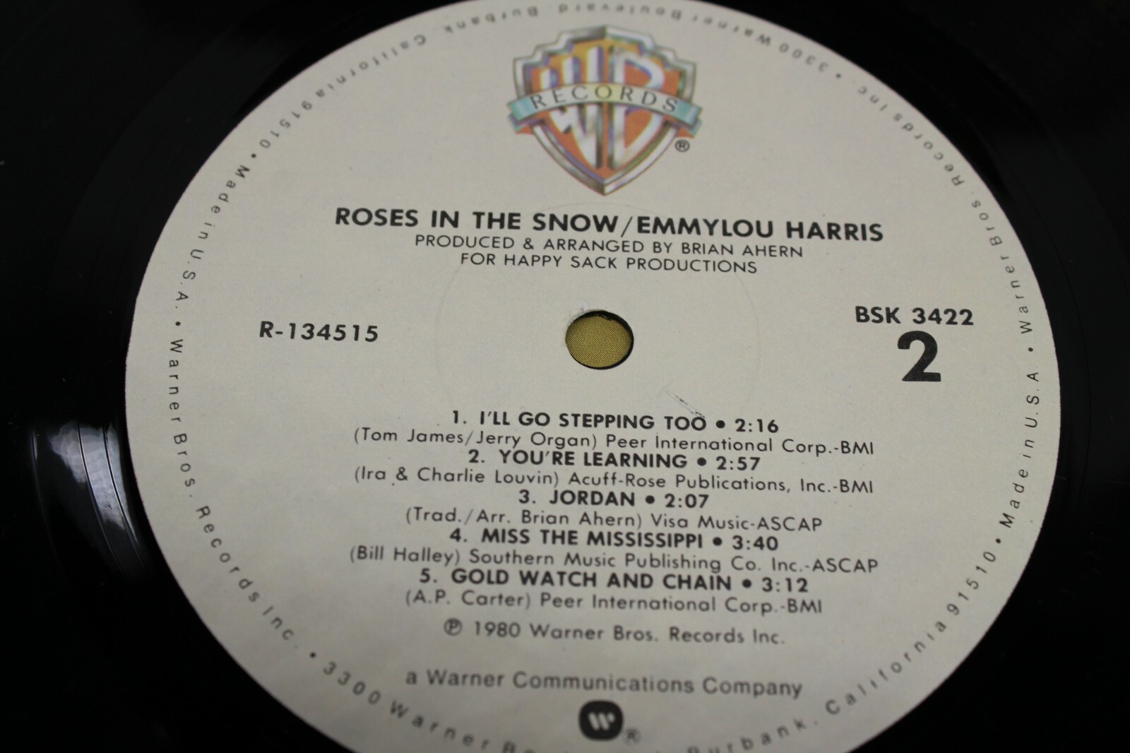 EMMYLOU HARRISROSES IN THE SNOW VINYL LP 1980 WARNER BROS Ex. Free