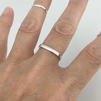 Sterling Silver Square Band Ring, Silver Rings, Stackable Ring