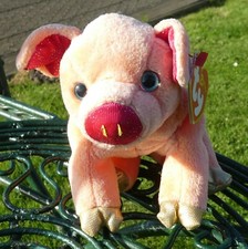 THE BEANIE BABIES COLLECTION TY ZODIAC PINK PIG WITH GOLD HOOFS 2000