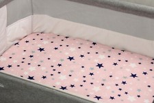 FITTED SHEET FOR COT bed bedside crib mattress cover baby pink navy stars girl