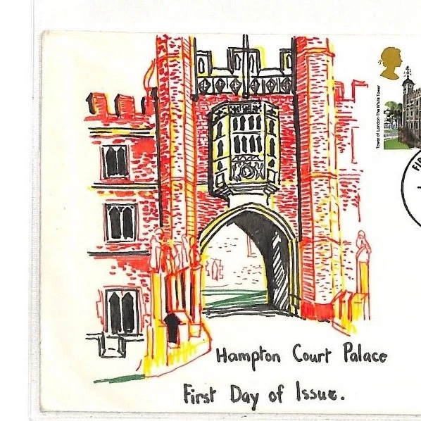 GB ROYALTY 1978 FDC*Hampton Court Palace* HAND-ILLUSTRATED First Day Cover AO246 - Image 3 of 3