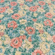 Vintage Allover Floral Fabric From Peter Pan Pale Yellow Peach Blue Green BTHY