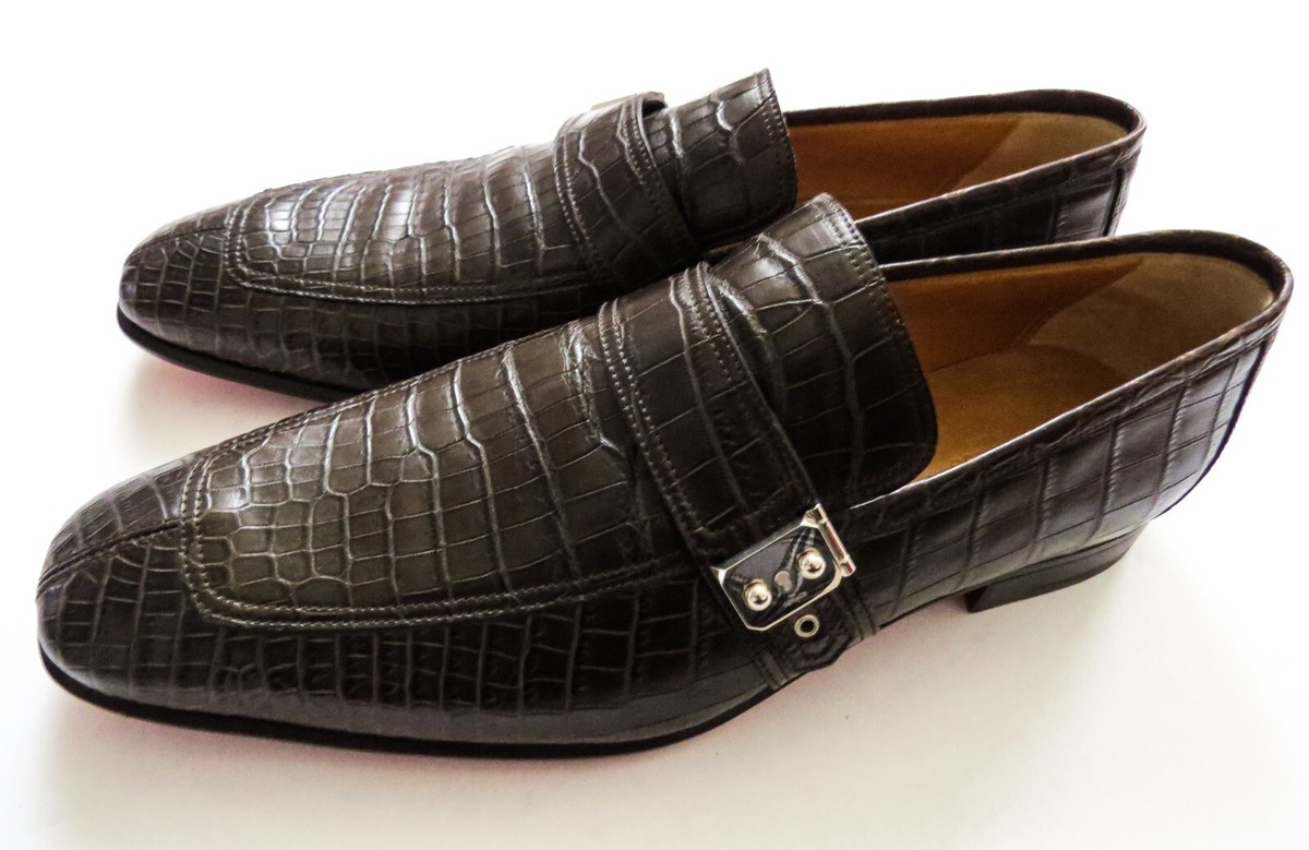HERMES Crocodile Brown Alligator Leather Penny Loafer Shoes 10 US 43 Euro 9 UK Alligator Leather Cromwell Penny Loafer – Jay Butler main image 4