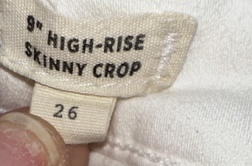 MADEWELL White 9" High-Rise Distressed Skinny Leg Raw-Hem Crop Jeans Size 26 - Picture 18 of 24