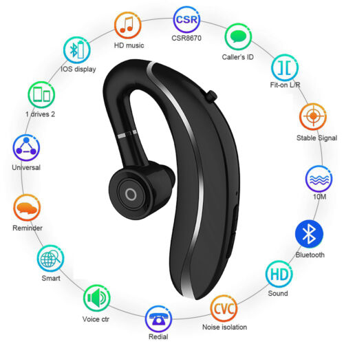 Sport Bluetooth Headset Wireless Earpiece w/ Mic For Driving Business Work Call - Picture 3 of 14