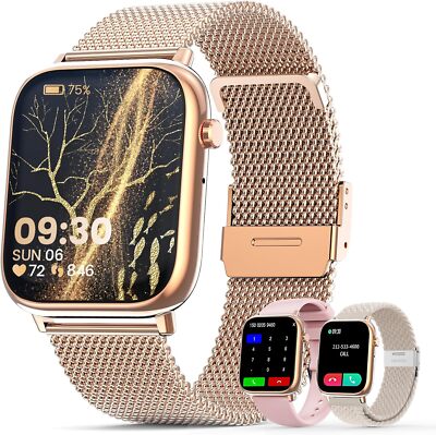 Smart Watch for Women with Answer/Make Calls/Fitness/Sleep/Waterproof - (Gold)