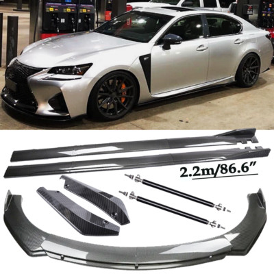 For Lexus IS F IS200t Carbon Fiber Front Bumper Lip Spoiler & Side Skirt Body