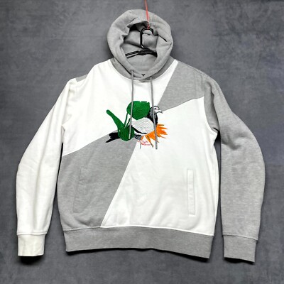 Staple Pigeon Hoodie Mens Medium Gray White Long Sleeve Drawstring Sweatshirt