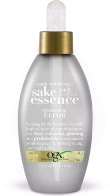 OGX Youth Enhancing + Sake Rejuvinating Elixir w/ Sake, Ginseng & Protein 3.8 oz