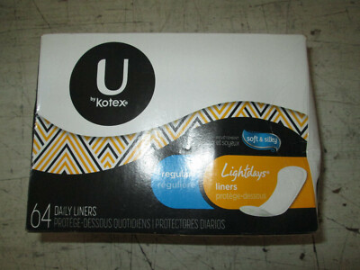 U by Kotex Regular Light Days Liners Soft & Silky, 64 Daily Liners, NEW