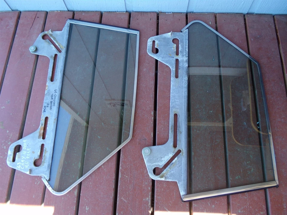 1963 1964 Chrysler 4D Sedan Rear Door Glass OEM Pair Tinted 300 New Yorker  - Image 2 of 4