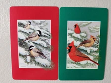 Winter Scene Birds Cardinals on a Snowy Perch Fir Tree Swap Playing Cards.