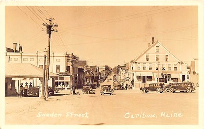 Caribou Me Tydol Gas Station Lager Fronten Alt Auto RPPC Postkarte