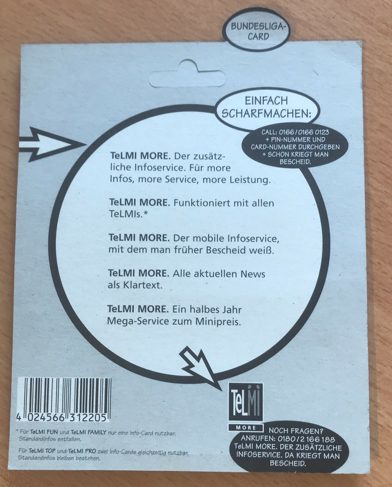 BundesligaCard für Motorola Telmi Pager 90erJahre, NEU, für Sammler