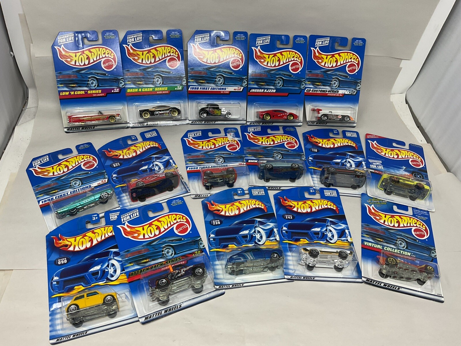 Hot Wheels Vintage Lot of 16 - 90's 00's BMW, Caddy, T-Bird  Ect