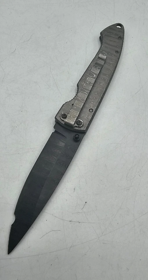 Bloqueo de marco de cerámica Stone River grabado con láser Ti (3,25" negro) ¡HOJA ASTILLADA! Foto 4 de 4