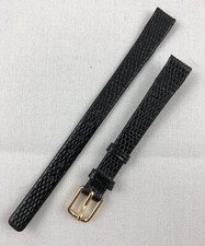 Kreisler Lizard Grain Calfskin 13mm Black Non-Stitched Leather Watch Band W148