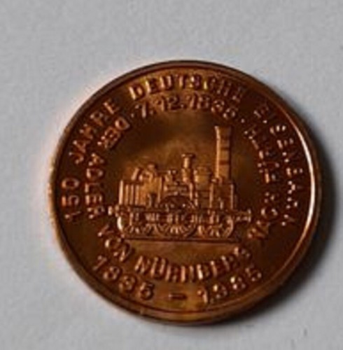 Eisenbahn Lokomotive Alb 1849 Kupfermedaille 18 mm stampsdealer - Bild 2 von 2