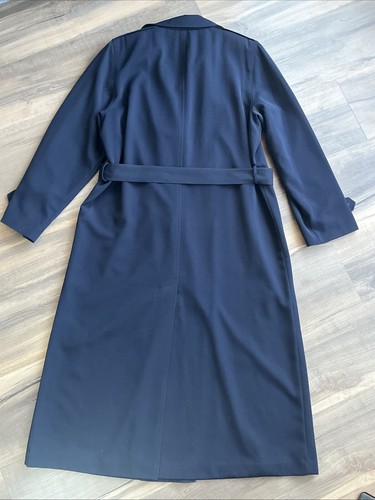 Talbots Vintage Classic Trench Coat Double Breasted Lined Belted Navy Blue 14 - Picture 7 of 22
