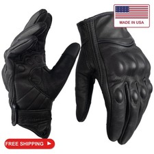 sibewora Men's Full Finger Goatskin Leather Gloves Touchscreen Windproof for Low