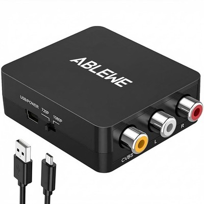RCA to HDMI Converter Box 1080P Mini RCA Composite CVBS Video Audio Adapter