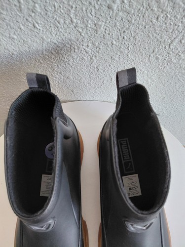 Nwob Puma Mayze Wells Logo Round Toe Black Rain Ankle Boots Size US 8.5 - Picture 5 of 18