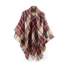 Neal LINK Women's Scarves Wraps Warm Blanket Scarf Shawl Winter Plaid Red