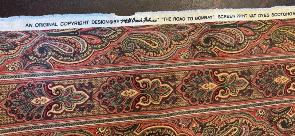 Tela para cortinas a rayas de cachemira marrón, Mill Creek, Road to Bombay 16,66 yardas Foto 2 de 2