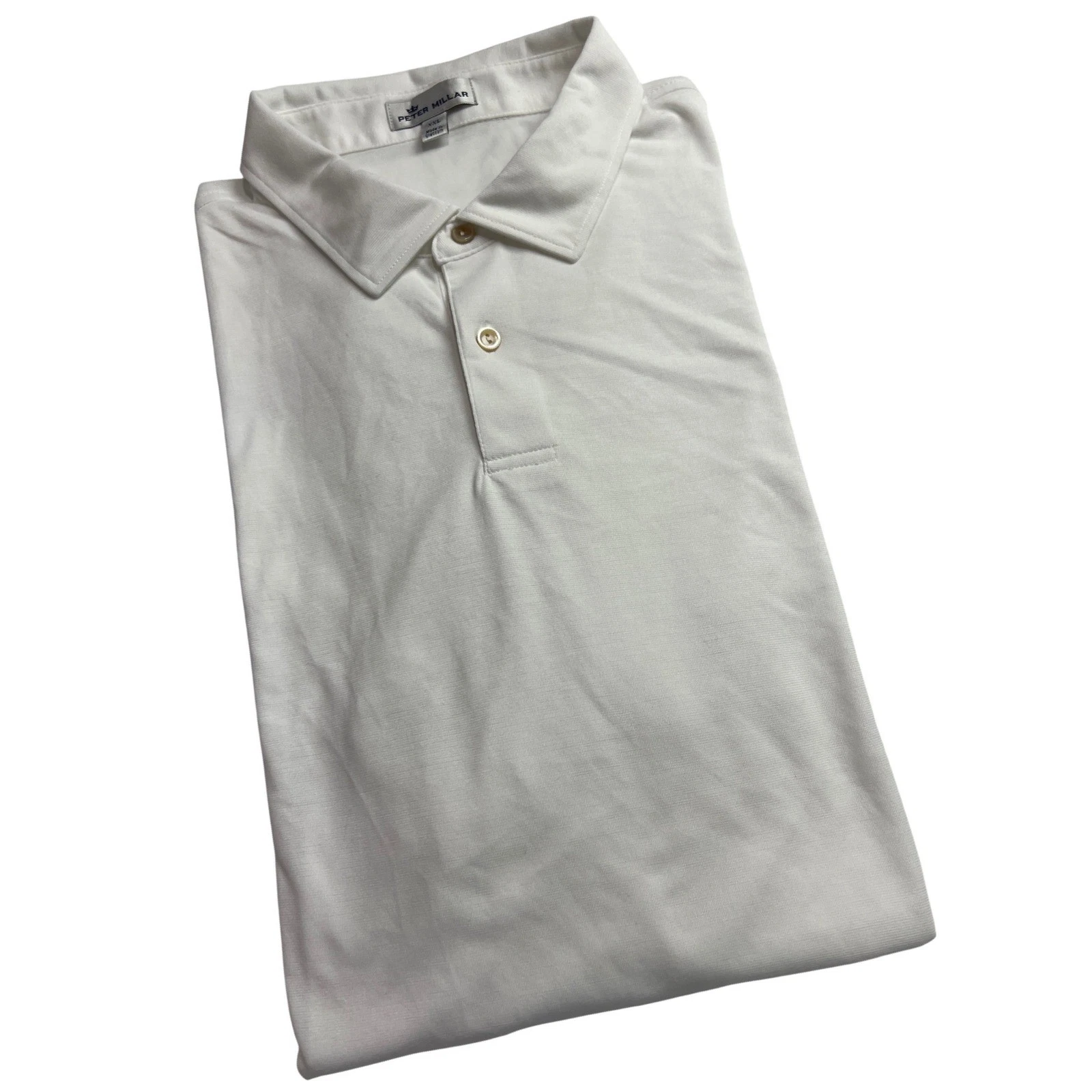 Peter Millar Polo Mens XXL White CIBC Logo Short Sleeve Golf Performance D05