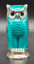 'Green Owl' Salt Shaker David Andersen Norway Sterling Silver Gilt & Enamel #5