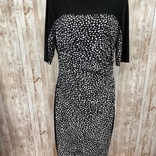 Chaps Black and White Ruched Sheath Dress