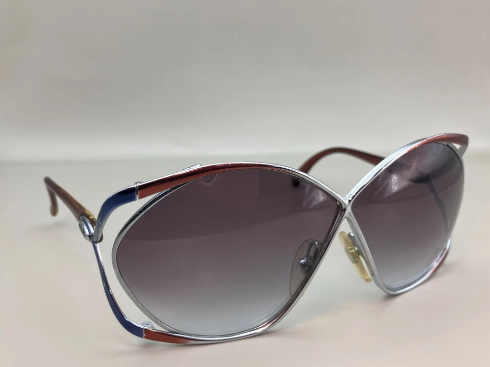 Gafas de sol CHRISTIAN DIOR en forma de mariposa 2056 78 marcos plata rojo azul Foto 2 de 4