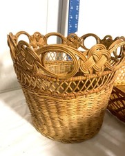 Handwoven Natural Rattan Basket With Decorative Loop Design - Versatile For Stor
