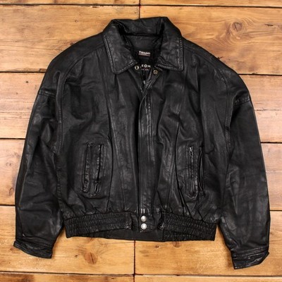Vintage Wilsons Bomberjacke XL Herren 90er schwarz Leder Thinsulate Biker Moto