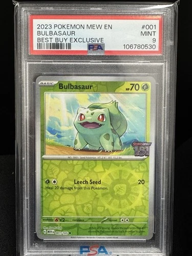 2023 POKEMON MEW EN-151 BEST BUY EXCLUSIVE #001 BULBASAUR PSA 9