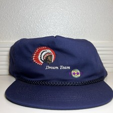 VTG Santa Fe Rope Hat Blue Cap BNSF Railway Train Super Chief Dream Team Graphic