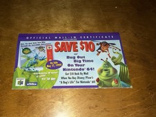 Vintage Promo Ad Sheet for Nintendo 64 A Bug’s Life N64 $10 OFF *EXPIRED*